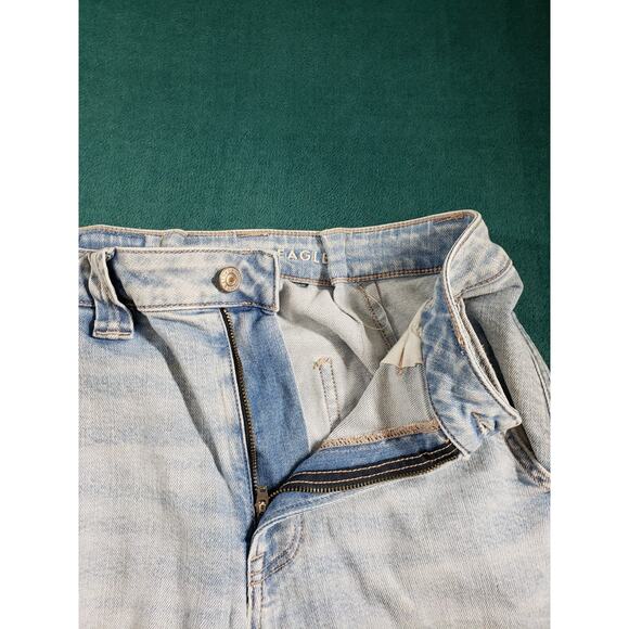 American Eagle Jeans Size 6 Womens Blue Stretch High Rise Baggy Wide Leg Cargo - Picture 6 of 14